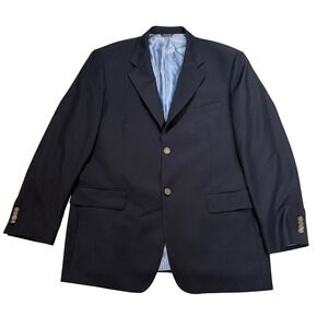 Gianni Manzoni Super 150s Italian Wool Blazer Jacket Black Gold Buttons Mens 42R